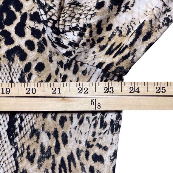 CHICO’S Animal Print Shift Dress Size 3 XL 16/18 Brown 3/4 Sleeve Lined EUC - Picture 11 of 13